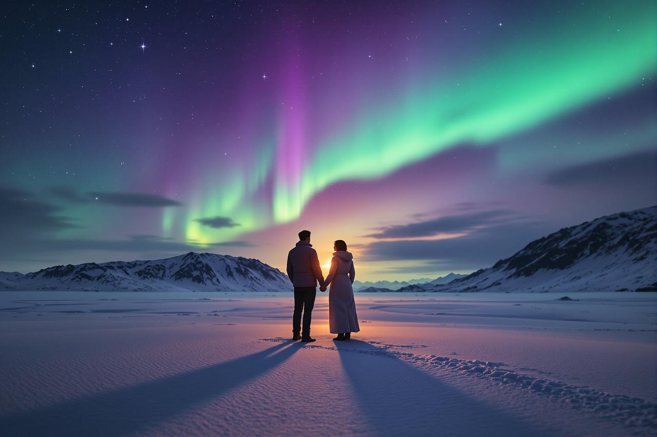 极光之约 - 2025年作品 快影 - 极光之约 - 北极圈浪漫爱情故事海报